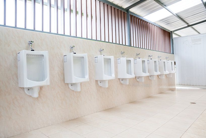 Urinoirs dans les toilettes pour hommes par Marcel Derweduwen