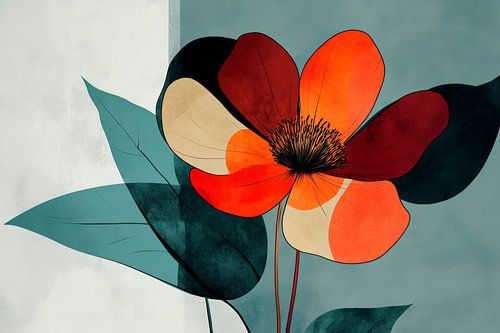 Kleurrijke bloem met geometrische vormen