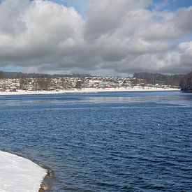 Winter in de Bevertalsperre, Oberbergischer Kreis, Hückeswagen van Peter Eckert