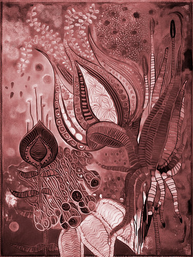 Mystische botanische Flora in monochromen Altrosa-Tönen von Studio Pieternel