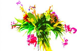 Stillleben von Blumen in einer Vase.