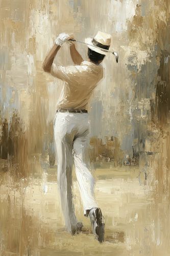 Vintage stijl golfspeler in wit