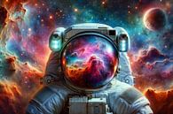 Astronaut in front of a cosmic riot of colour by artefacti thumbnail