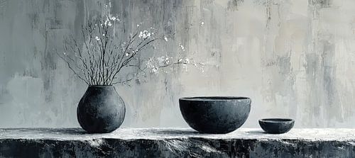 Stillleben Modern | Flüsternde monochrome Essenz von Kunst Laune