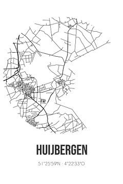 Huijbergen (Noord-Brabant) | Landkaart | Zwart-wit van MijnStadsPoster