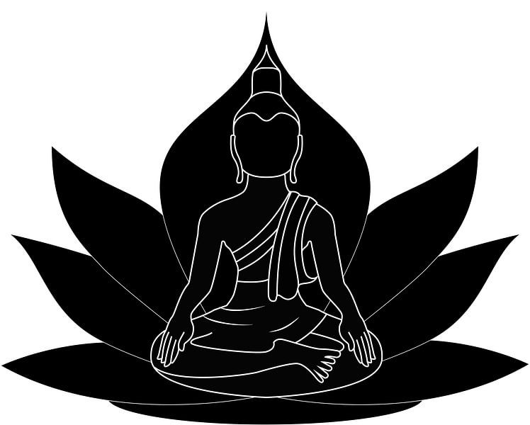 Bouddha avec une fleur par Marcel Derweduwen