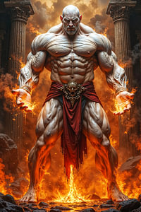 Dark Fantasy Gothic Wall Art: KORVATHIEL - The Nephilim Amid the Destruction of the Temple