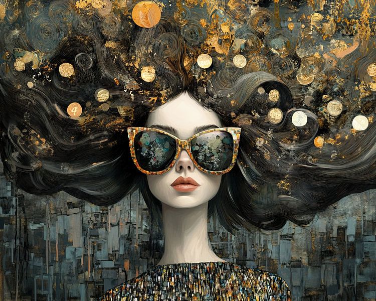 Frau mit Goldmünzen von Kunst Laune
