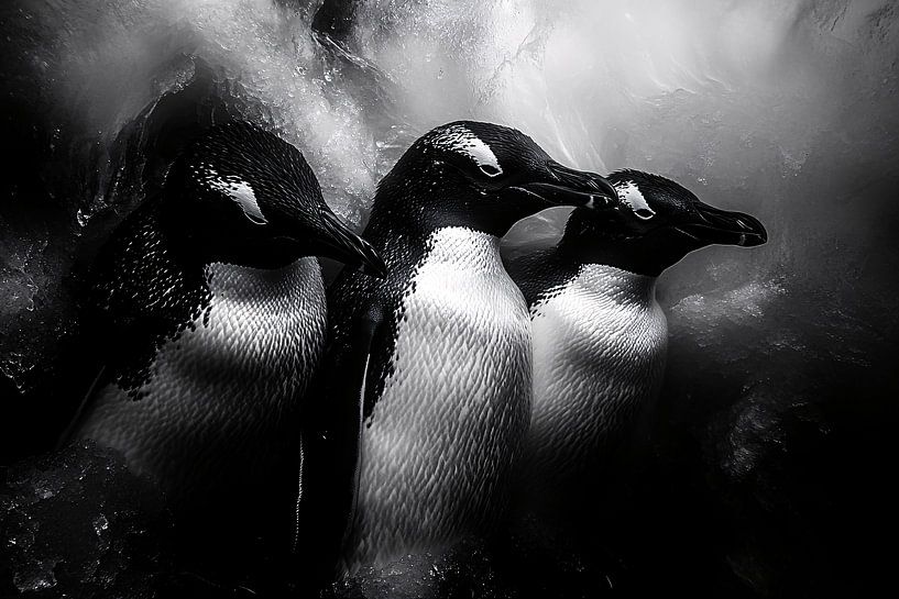 Drei Pinguine in Eislandschaft von Imperial Art House