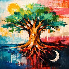 Baum zwischen Sonne und Mond von ButterflyPix