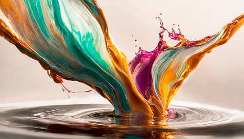 Vloeibare druppels met kleuren