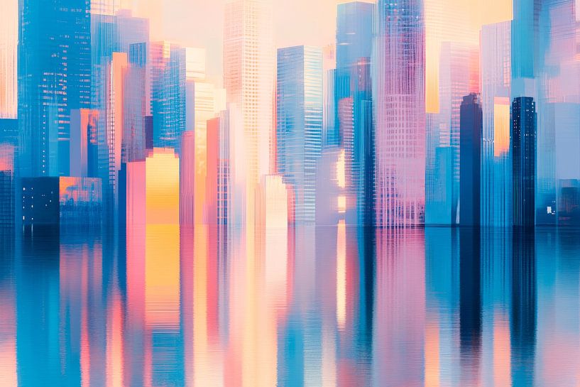 Futuristische Stadtansicht bei Nacht von Poster Art Shop