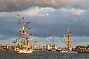 Zeilschepen op de Oostzee tijdens de Hanse Sail in Rostock van Rico Ködder