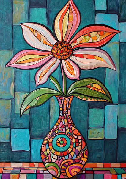 Colourful Flower and Vase Combination by ARTEO Paintings