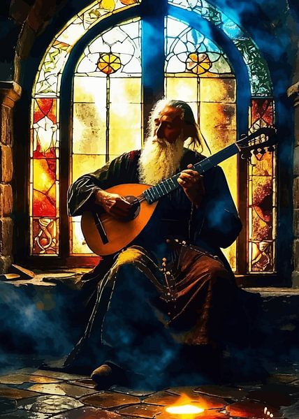 Old Man Playing Lute by MIROKKU