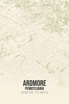 Vintage landkaart van Ardmore (Pennsylvania), USA. van MijnStadsPoster