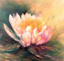 Seerose-2. Handbemalt mit Ölpastellkreide