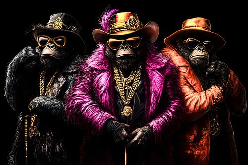 Stijlvolle apen met gouden details