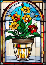 Stained Glass Flower Pot
