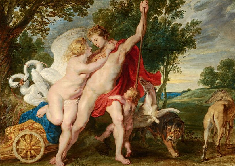 Peinture, Vénus tente d'empêcher Adonis de chasser par Atelier Liesjes