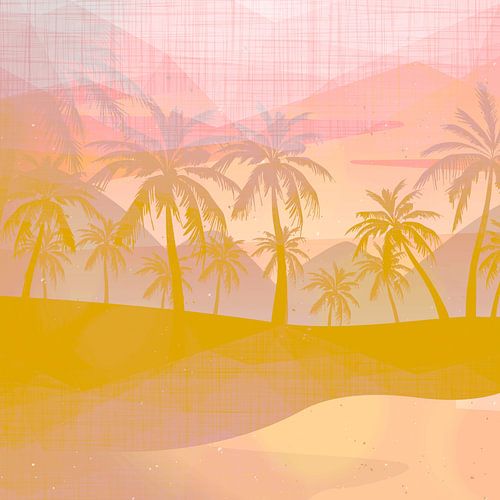Zonsopgang met palmbomen van FRESH Fine Art