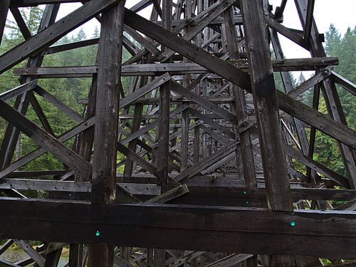 Scaffolding of an old railway bridge