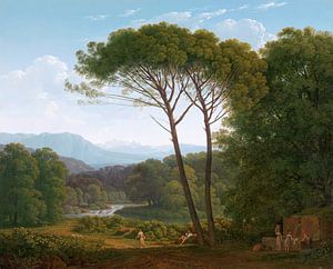 Italiaans landschap met pijnbomen, Hendrik Voogd