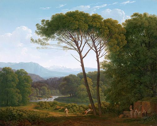 Italienische Landschaft mit Pinien - Hendrik Voogd