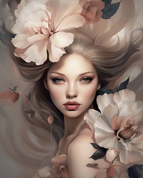 Portrait with a romantic look in pink by Carla Van Iersel