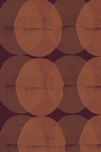 Retro geometrisch patroon. Cirkels in terracotta en warm bruin.