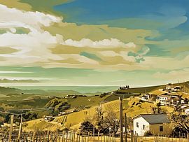 Langhe zonovergoten landschap van Sergio Pazzano