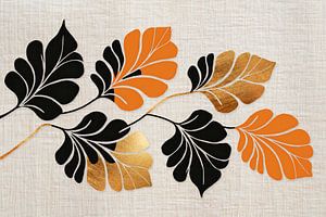 Japanische Kunst: Ruhige botanische Collage