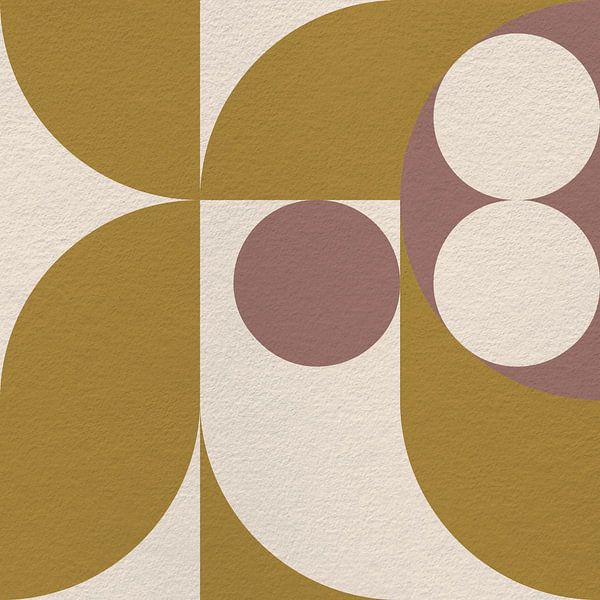Bauhaus and retro 70s inspired geometry in pastels. Yellow, brown, white by Dina Dankers