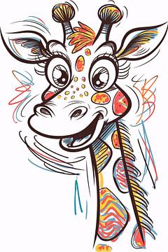 Kleurrijke speelse giraffe tekening van Art & Soul Creations