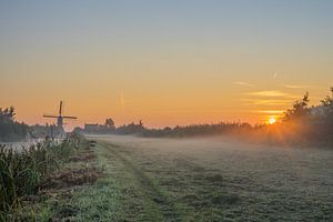 Zonsopkomst tussen de bomen bij de Oukoopse Molen