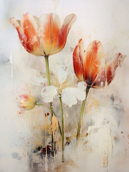 Tulips in abstract karakter van Bert Meijer