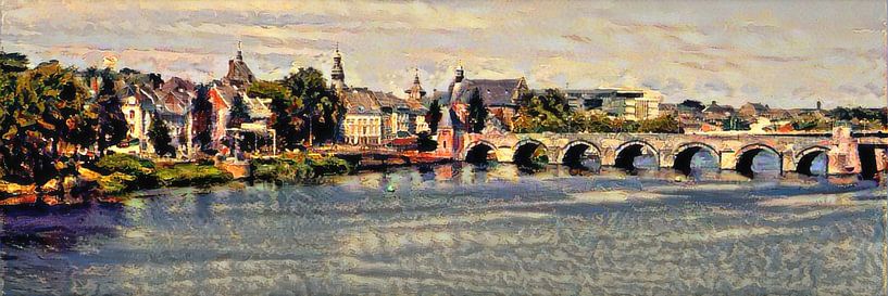 Impressionistisches Werk der Maasbrücke - Smart Art of Maastricht von Slimme Kunst.nl