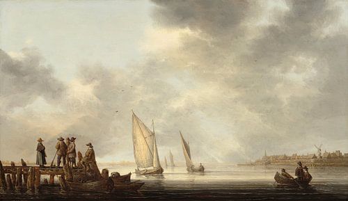 Een pier met uitzicht op Dordrecht, Aelbert Cuyp