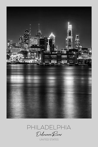 In de schijnwerpers: de skyline van PHILADELPHIA met de Delaware River