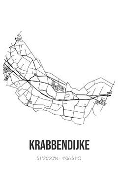 Krabbendijke (Zeeland) | Carte | Noir et blanc sur Rezona