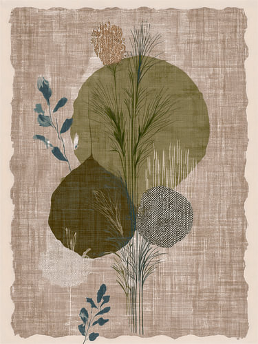 Serene Botanische Compositie met Linnen Textuur en Aardetinten