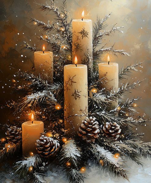 Christmas Candles by Abstract Painting