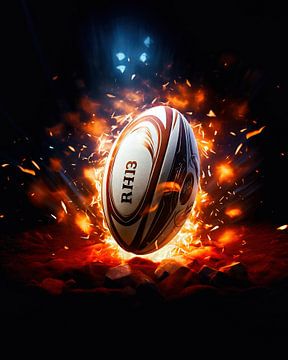 Rugby in brand van fernlichtsicht