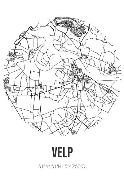 Velp (Noord-Brabant) | Map | Black and white by Prints of Place