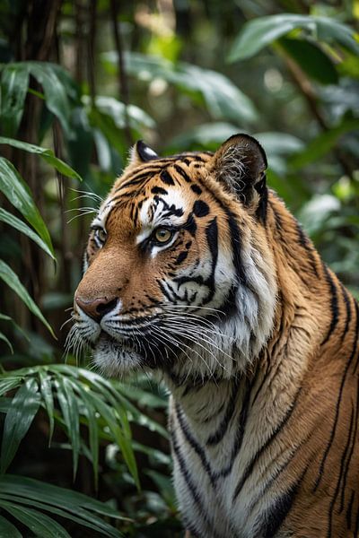 Majestueuze tijger in weelderige jungle van Art & Soul Creations