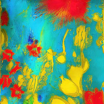 Abstract schilderij met bloemmotief fantasieën van Johan Noordhoff