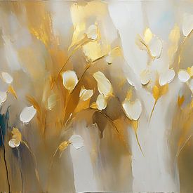 Modern Abstract: Weiße Tulpen mit Gold von Studio Pieternel