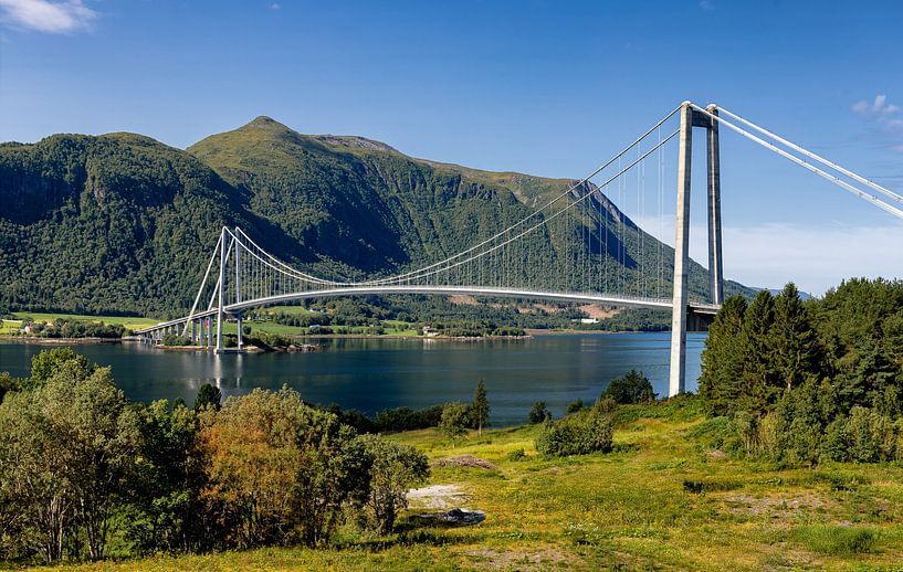 Suspension bridge over the fjord, Norway by Adelheid Smitt