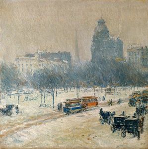 Childe Hassam, Winter in Union Square, 1889 van Atelier Liesjes