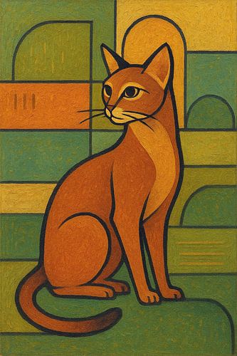 Abessijnse kat schilderij.